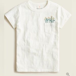 J.Crew Crewcuts embroidered daisy white tshirt XL